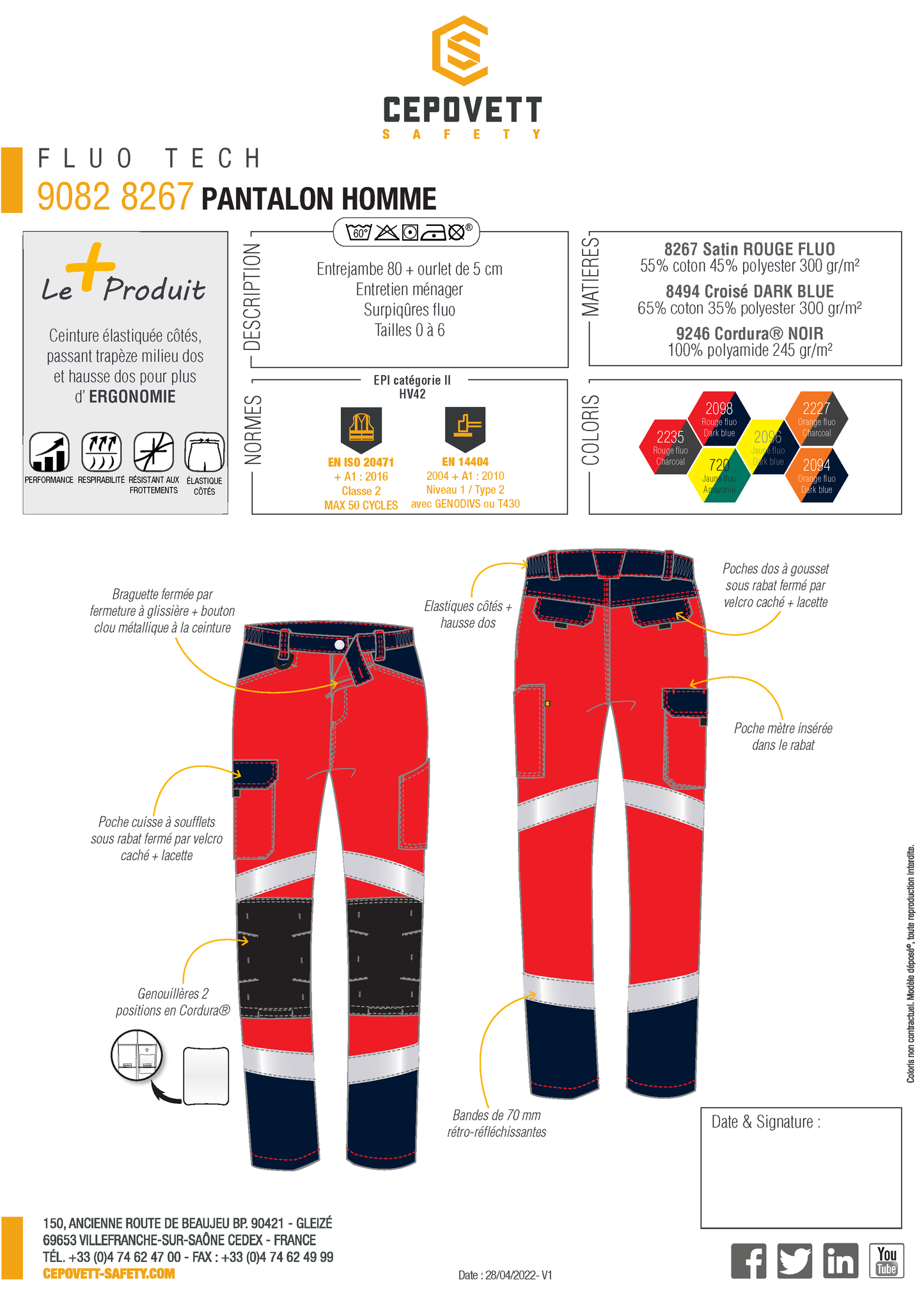 Pantalon de travail bicolore haute visibilité